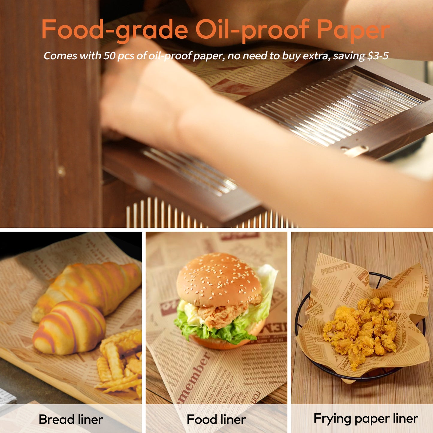 CheerNest Solid Wood Bread Box for Kitchen Countertop with Drawer, 2-Tier Large Wooden Bread Storage Bin with Cutlery Organizer, Farmhouse Bread Keeper for Homemade Bread, Brown (50 Deli Papers)